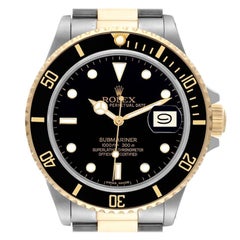 Rolex Submariner Steel 18K Yellow Gold Black Dial Mens Watch 16803