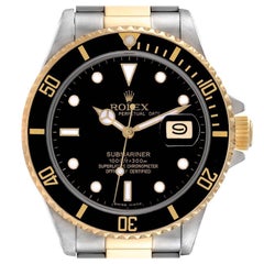 Rolex Submariner Steel 18k Yellow Gold Black Dial Mens Watch 16803