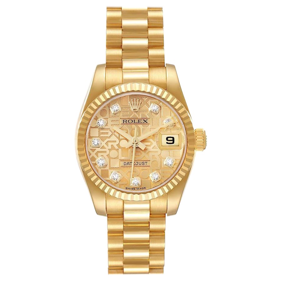 Rolex President Datejust Yellow Gold Diamond Ladies Watch 179178
