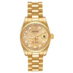 Rolex President Datejust Yellow Gold Diamond Ladies Watch 179178