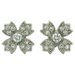Tiffany & Co. Snowflake Floret Diamond Stud Earrings in Platinum 0.70 Carat 