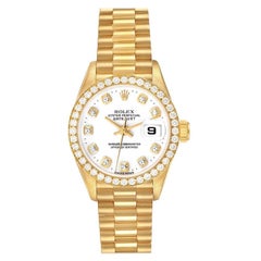 Rolex President Datejust Yellow Gold White Diamond Dial Watch 69138