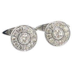 2.14 Carat Diamond Bespoke 18 Kt White Gold British Hallmark Cluster Cufflinks