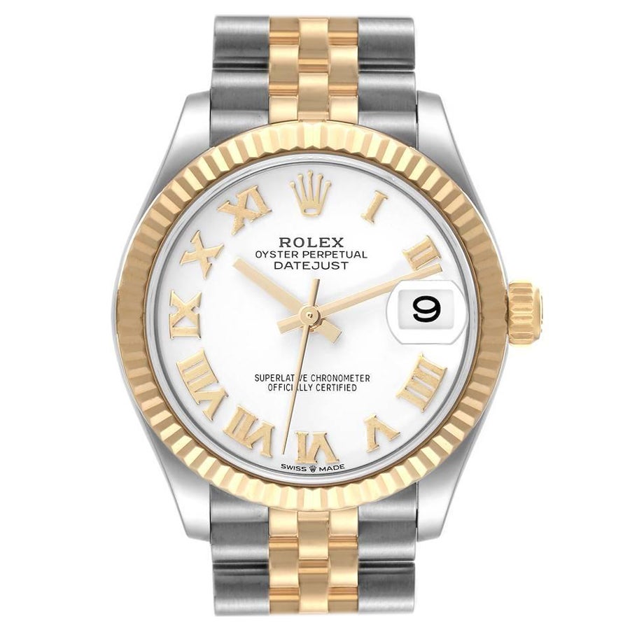 Rolex Datejust Midsize Steel Yellow Gold White Dial Ladies Watch 278273