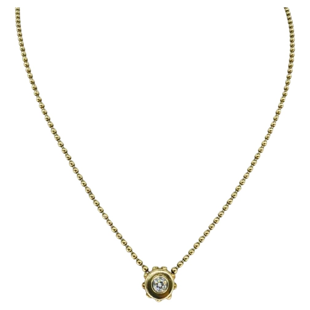 Vintage 0.40 carat Diamond Bezel Set Ball Pendant Necklace 14 karat Gold For Sale