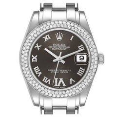 Rolex Pearlmaster 18k White Gold Diamond Dial Ladies Watch 81339 Box Card