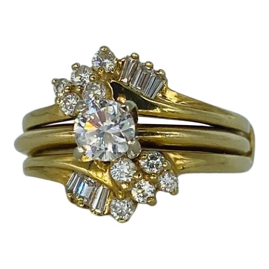 Vintage 1.30tcw Diamonds Engagement Ring Detachable Set 14k Gold For Sale