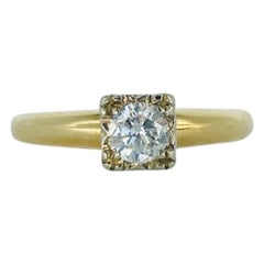 Vintage 0.50 Carat Round Diamond Engagement Ring 14k Gold