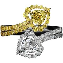 1.21 Carat Flawless Heart Shaped Diamond Two Color Gold Ring