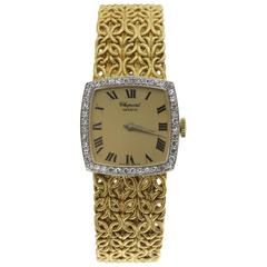 Chopard Diamond Watch with Byzantine Wheat Chain Bracelet
