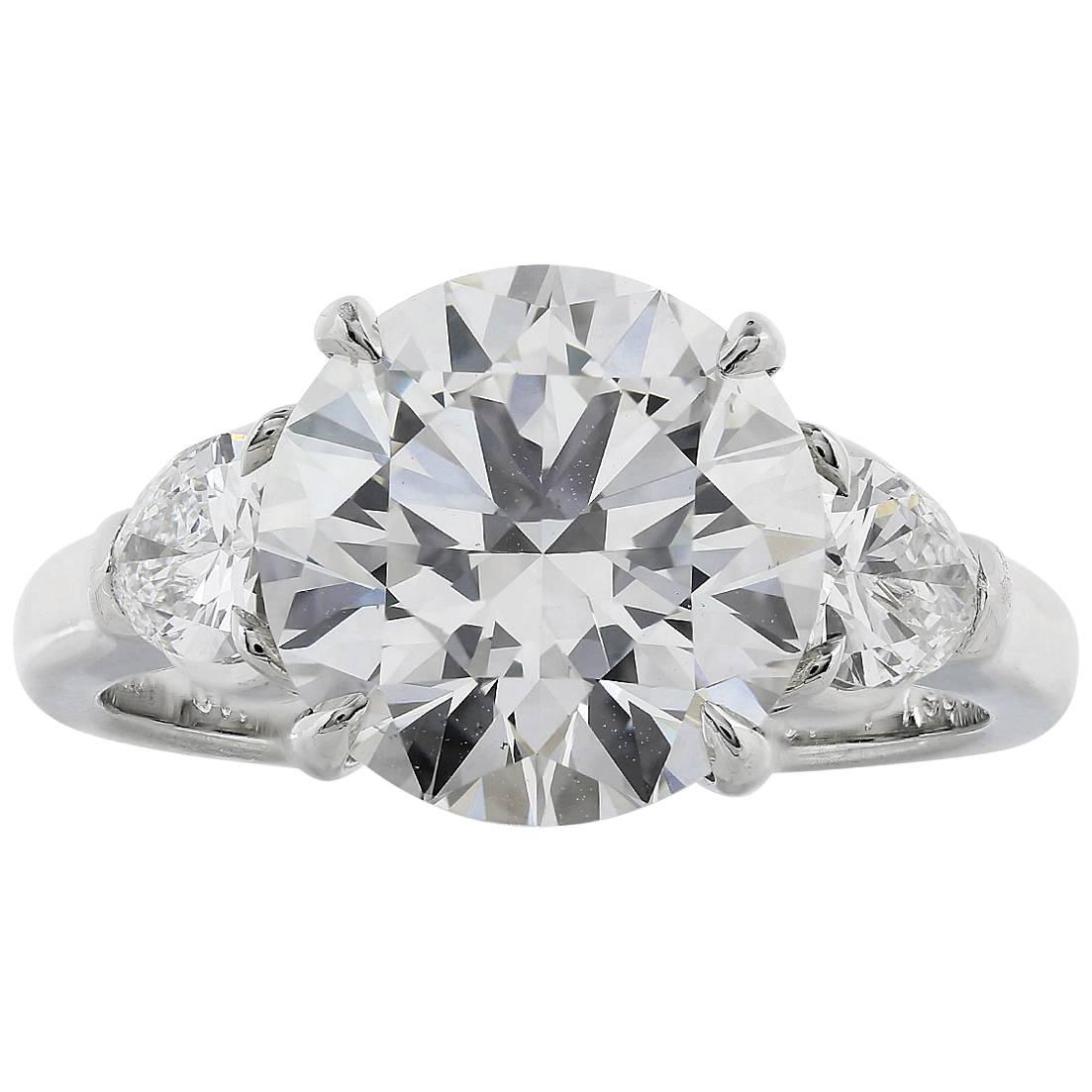 3.61 Carat J/SI1 Brilliant Cut GIA Cert Diamond Platinum Three Stone Ring