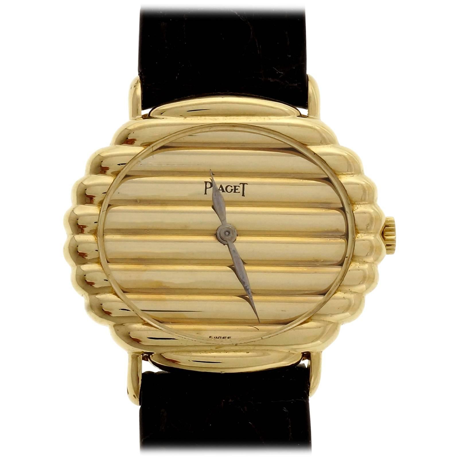Piaget Ladies Yellow Gold Ribbed Wristwatch 