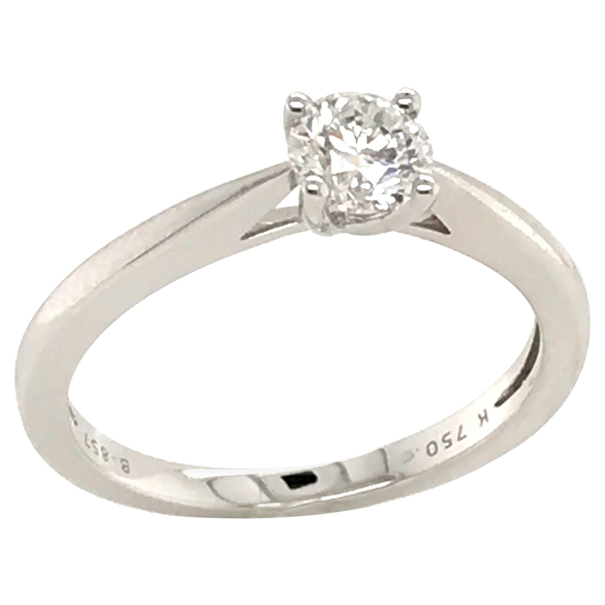 Solitaire Ring White Diamond Certified Color F White Gold 18 Karat