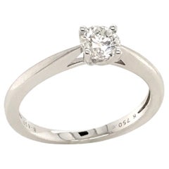 Bague solitaire en or blanc 18 carats avec diamants blancs certifiés couleur F 