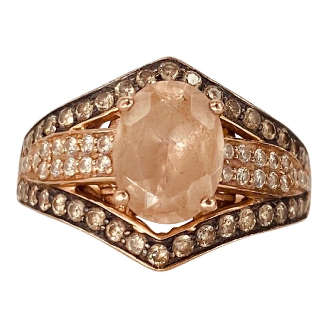 LeVian 3.56tcw Morganite and Diamonds Ring 14k Rose Gold For Sale