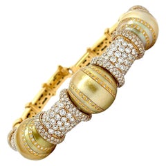 VERDI Bracelet jonc italien en or 18 carats avec perles des mers du Sud dorées et diamants de 8,58 carats