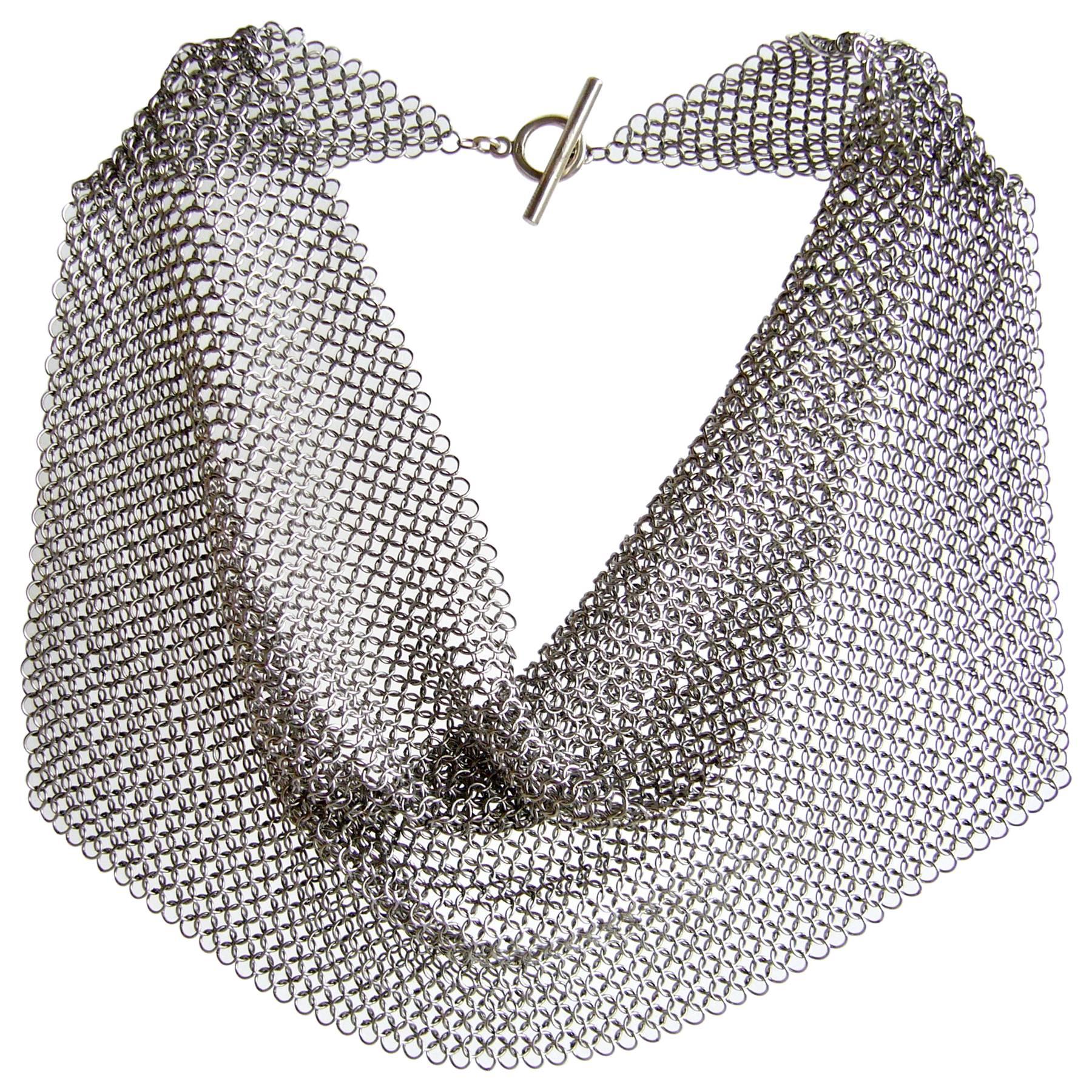 Allison Stern Stainless Steel Chain Maille Drape Necklace