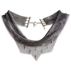 Allison Stern Sterling Silver Gold Chain Maille Mesh Necklace