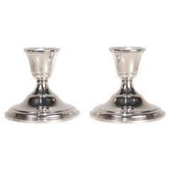 Pair of Signed Cartier Mid-Century Sterling Silver Console Candlesticks