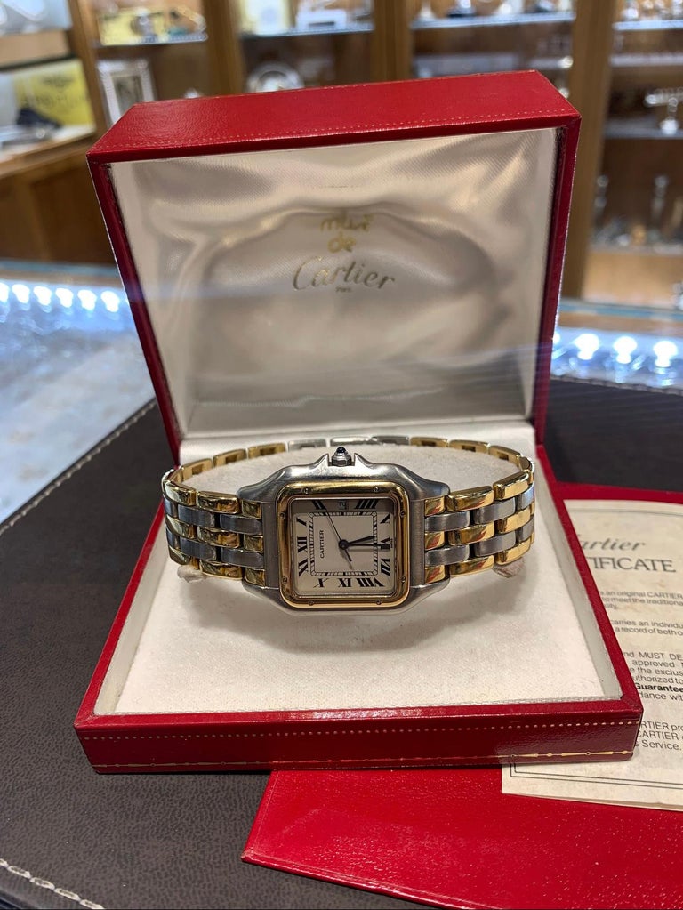 Cartier Panthere L 3 reihiges 18 Karat Gold im Angebot bei 1stDibs cartier panthere uhr gebraucht goldene uhr cartier cartier panthere uhr gebraucht