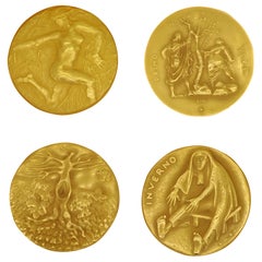 Emilio Greco „Le Quattro Stagioni“ Set aus massivem Goldmedaillon