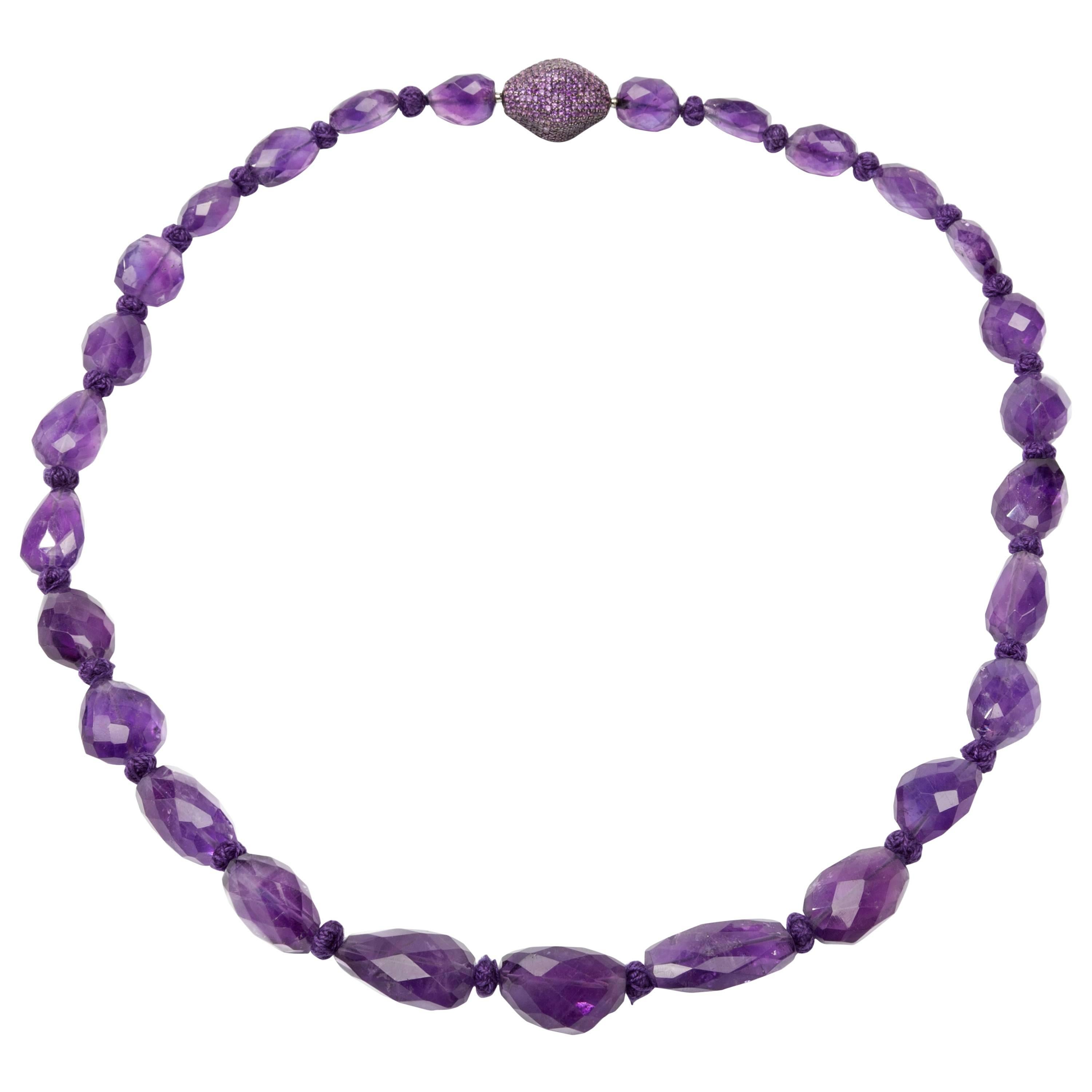 Purple Amethyst Nuggets Necklace For Sale
