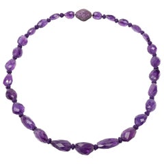 Retro Purple Amethyst Nuggets Necklace