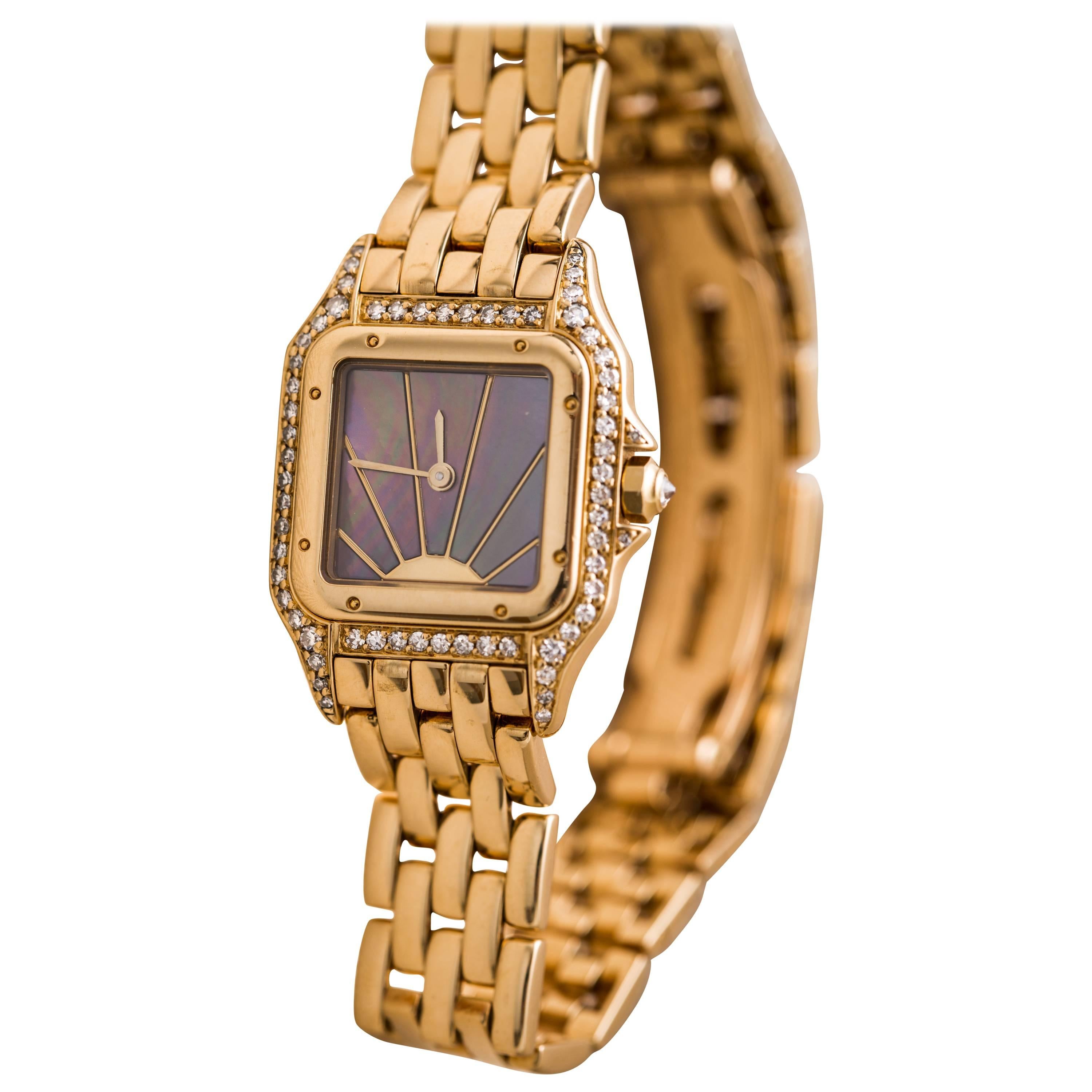 Cartier Ladies Yellow Gold Panthere Quartz Wristwatch For Sale