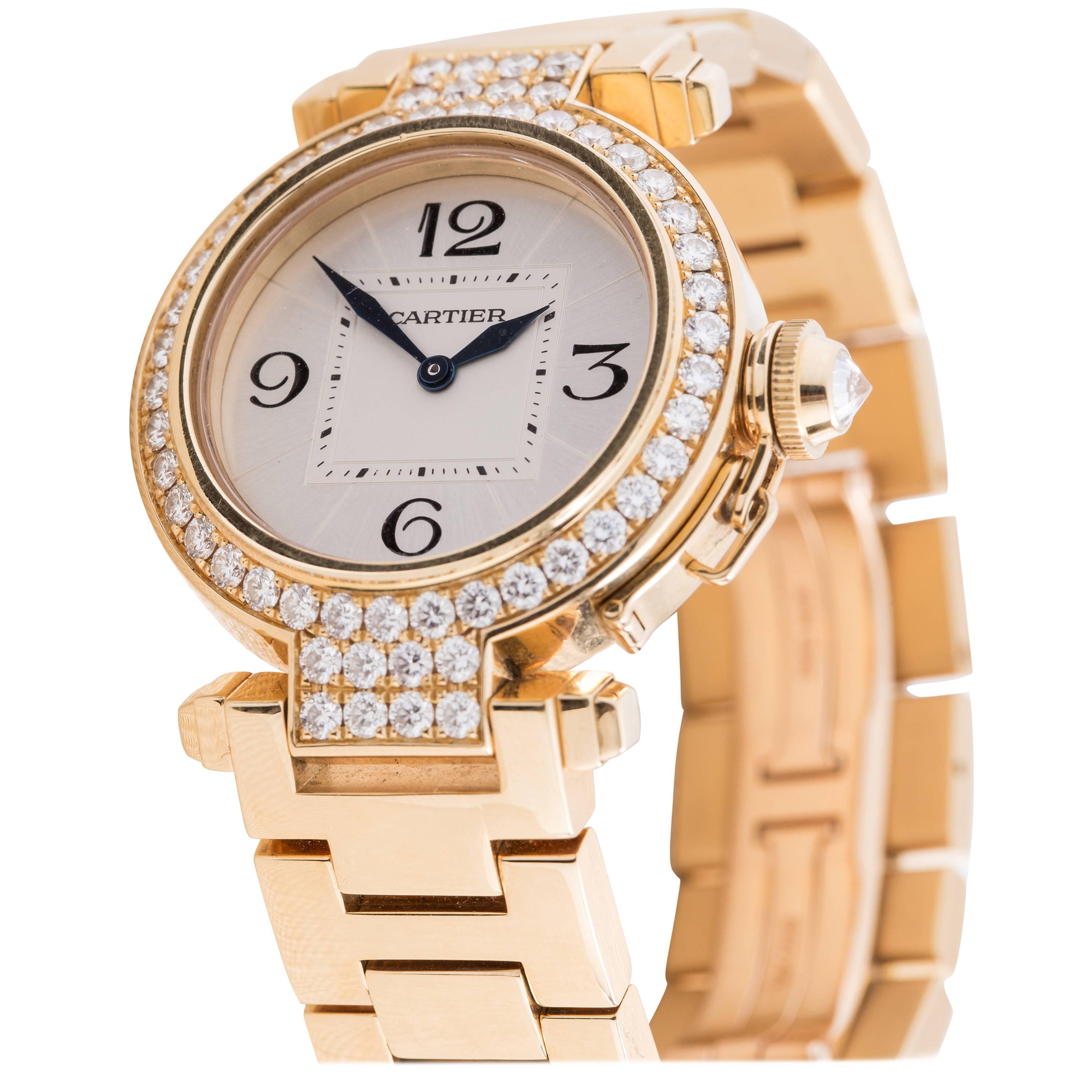 Cartier Ladies Yellow Gold Diamond Pasha Automatic Wristwatch