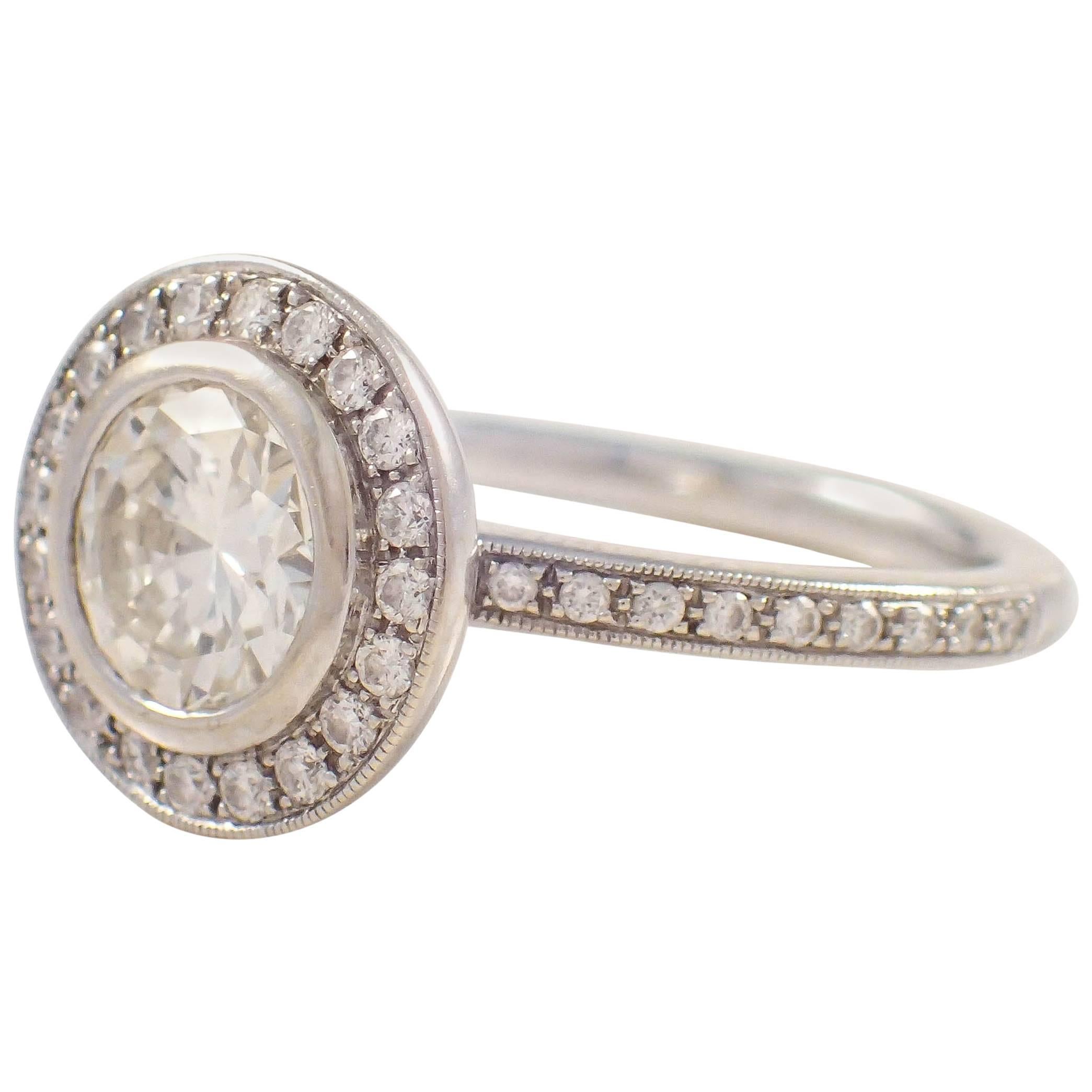 1.00 Carat GIA Cert Diamond Gold Engagement Ring For Sale