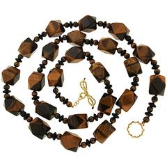 Valentin Magro Tiger's Eye Faceted Cube Beads Onyx Gold Necklace 3