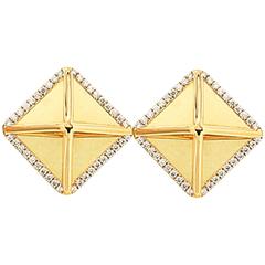 Large Diamond Gold Pyramid Earrings 3