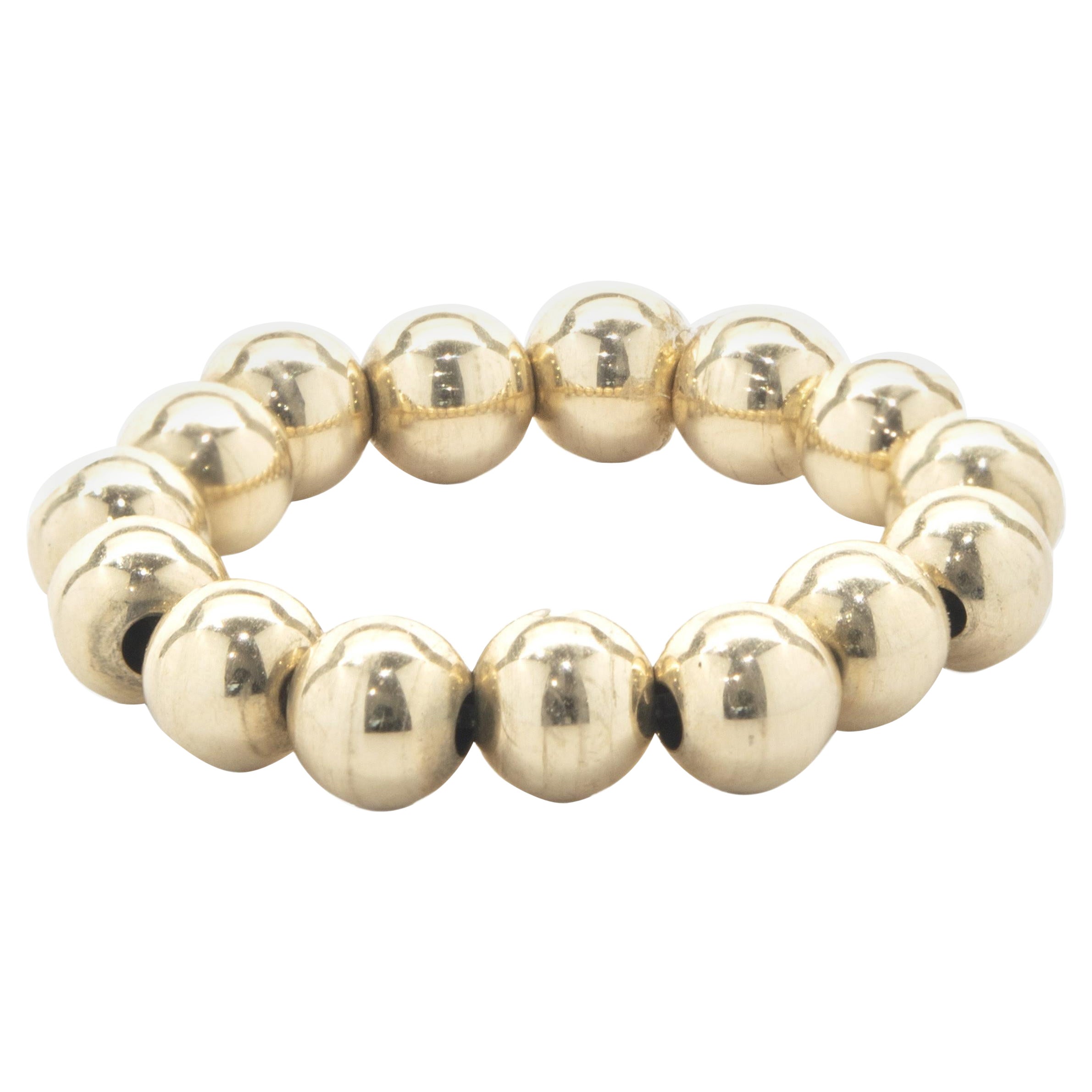 Flex-Ring aus 14 Karat Gelbgold mit Perlen im Angebot