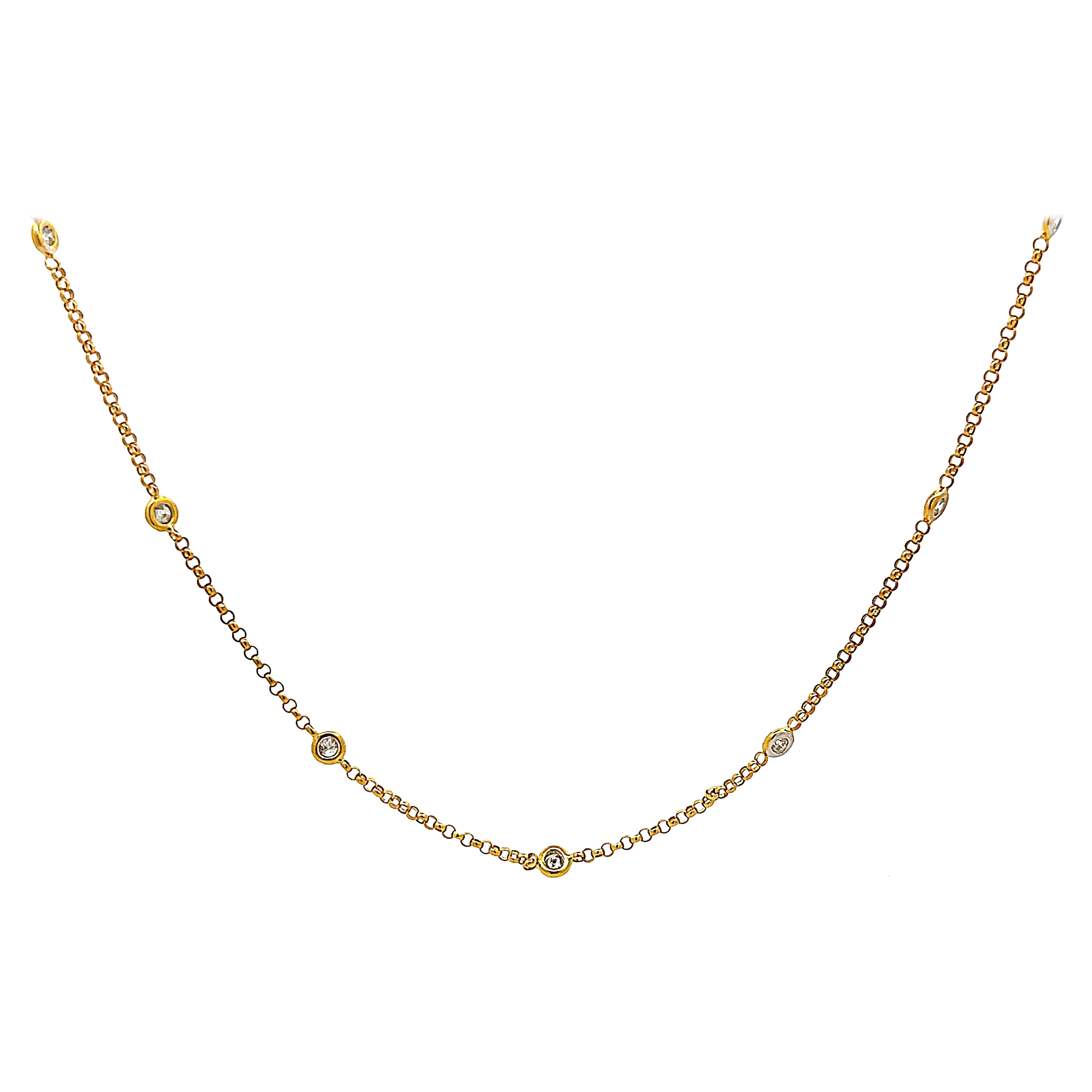 Diamonds by the Yard Necklace in 18k Yellow Gold For Sale