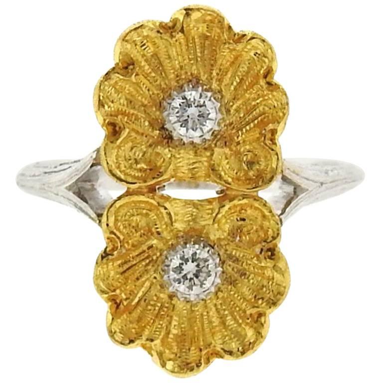 Buccellati Diamond Gold Flower Ring