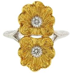 Buccellati Diamond Gold Flower Ring