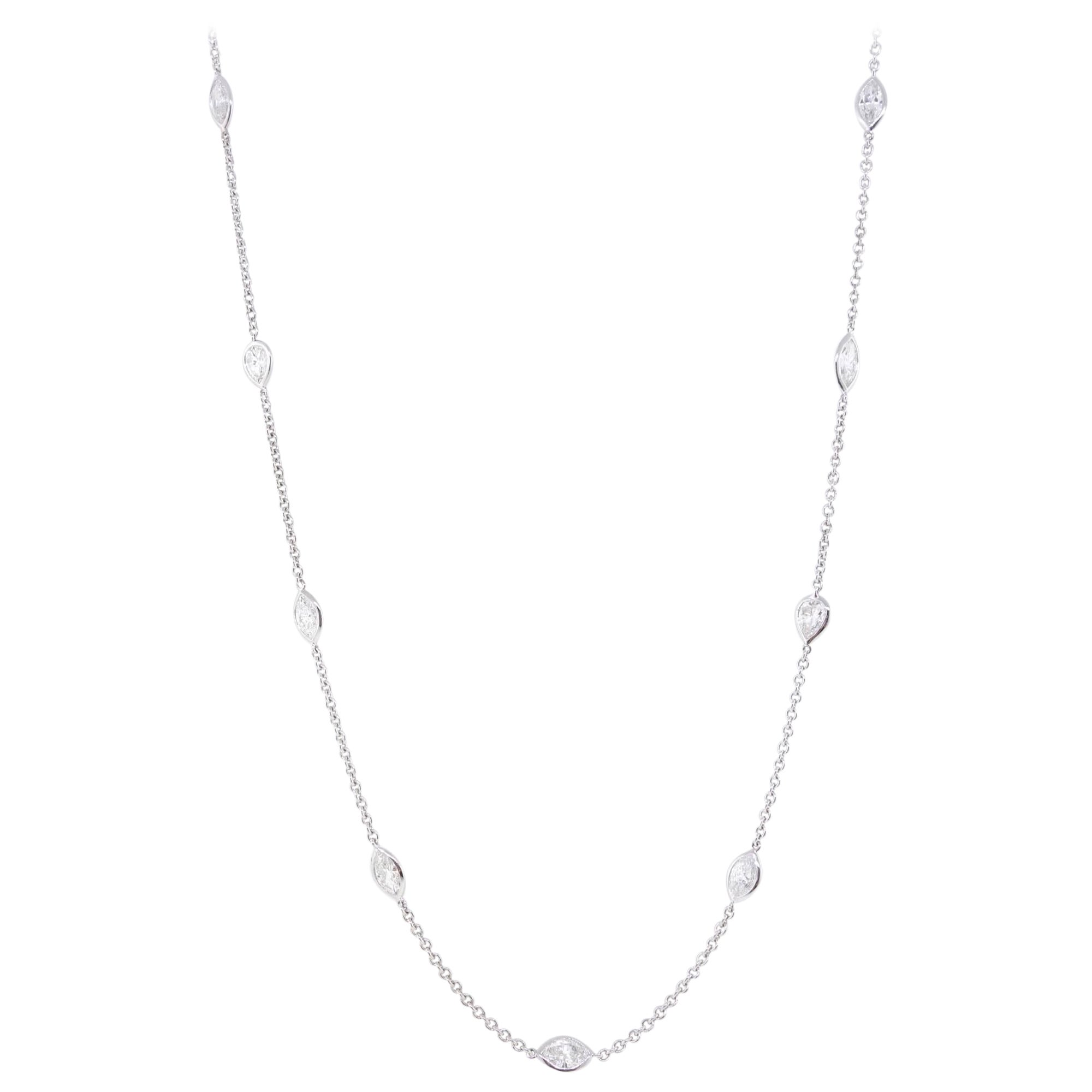 Diamond Necklace in 20 Marquise and Pear Shape with 18k white gold
