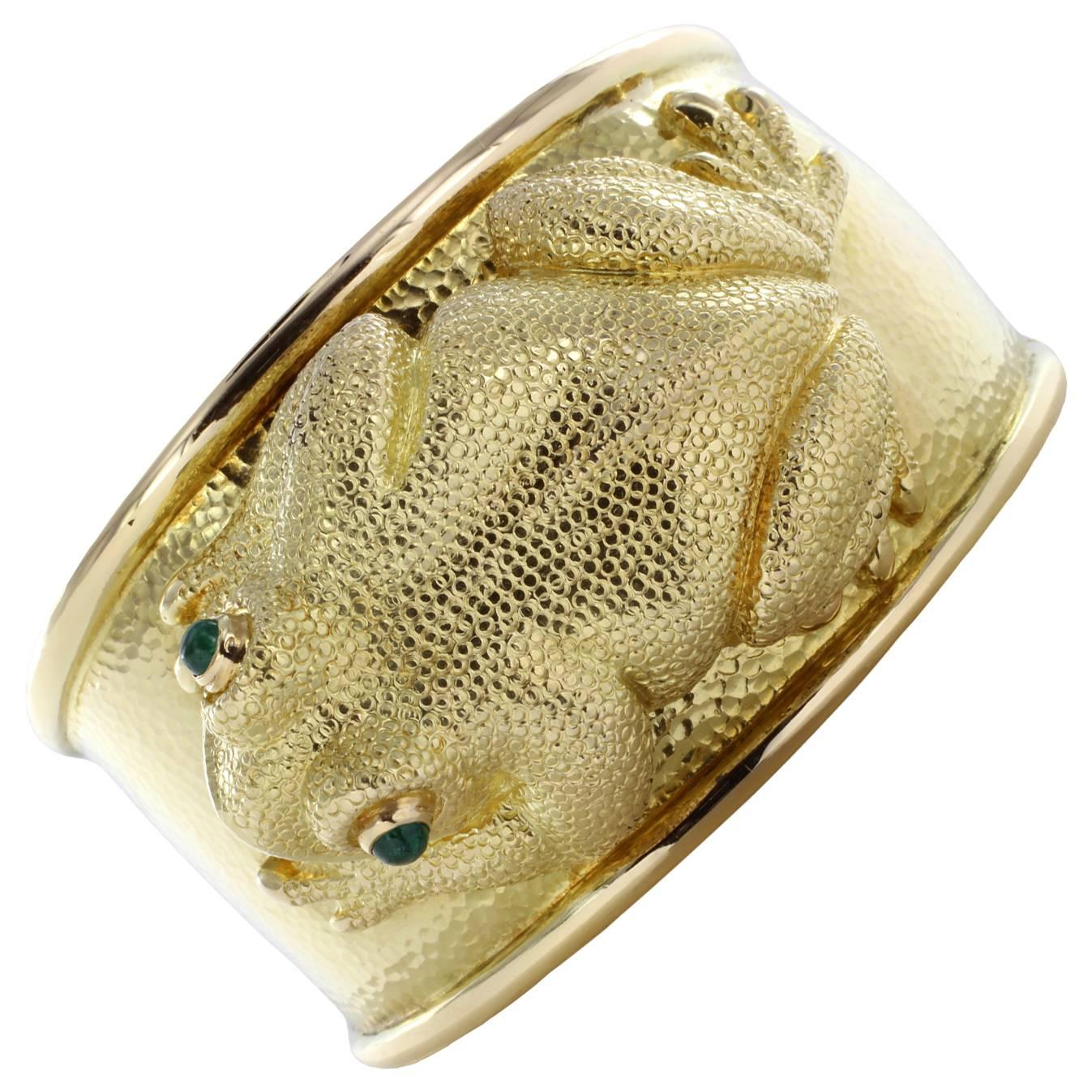 David Webb Gold Frog Bangle Bracelet