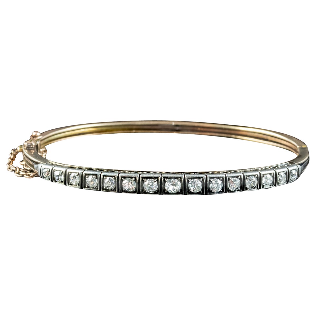 Antique Victorian Diamond Bangle Silver 18ct Gold 1.3ct Diamond For ...
