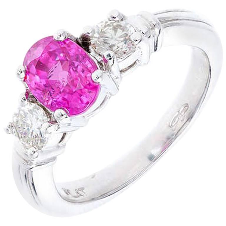 Peter Suchy 1.25 Carat Natural Pink Sapphire Diamond Platinum Engagement Ring