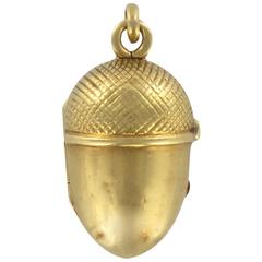 19th Century French Gold Acorn Locket Pendant