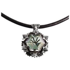 Used Thoscene Green Amethyst Silver Joy Pendant Necklace