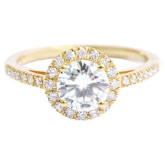 Round Moissanite Diamond halo Classic engagement ring, Lady - READY TO SHIP