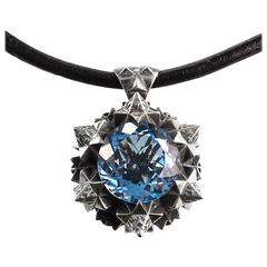 Thoscene Blue Topaz Silver Peace Pendant 5