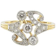 French Art Nouveau Spirit Gold Platinum Ring 11
