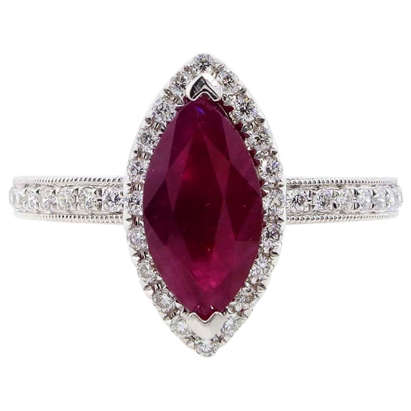 Ruby Ring in 18k White Gold For Sale