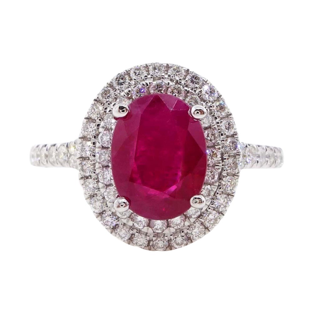 18th Century Ruby, Diamond, Opaline and Gold Ring at 1stDibs