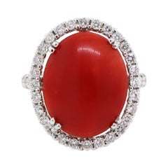 Coral Ring in 18k White Gold