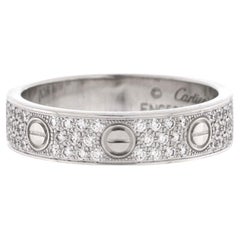 Cartier Love Wedding Band Pave Diamonds Ring 18k White Gold and Diamonds