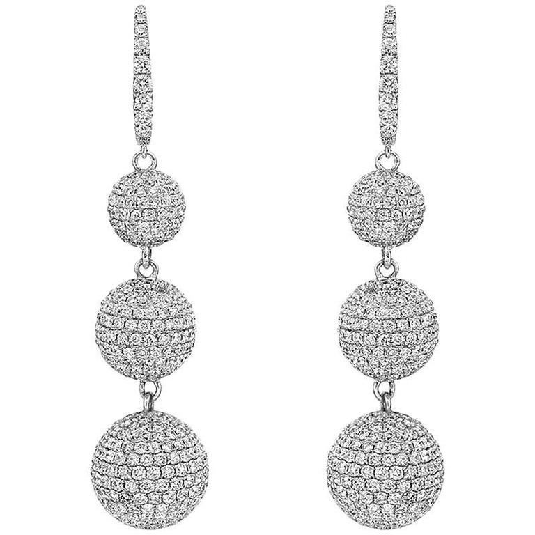 Pavé Diamond Gold Ball Drop Earrings At 1stdibs Pavé Diamond Gold Ball Drop Earrings For